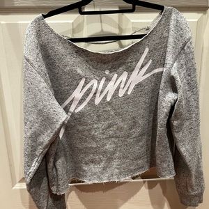 Grey cropped off the shoulder sweatshirt